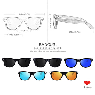 BARCUR High Quality Black women&Male UV400 Wooden Sunglass Shades ALODIA STORE