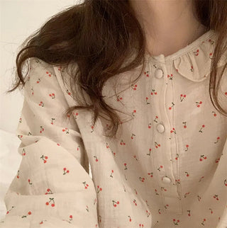 Ruffles Sleep Dress Women Long Sleeve  SLEAPWEAR Alodia Store