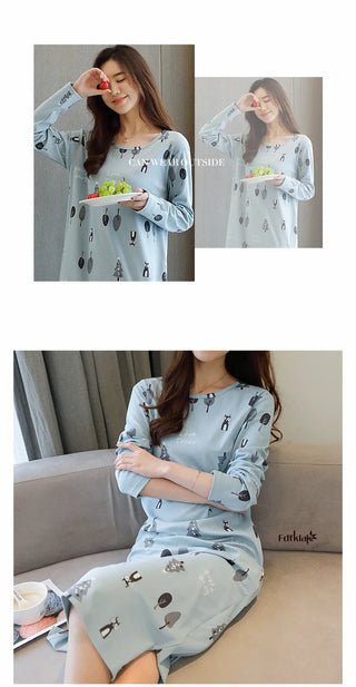Fdfklak Plus size 100% cotton nightdress women spring autumn nightgowns female long sleeve sleep dress women's nightshirt M-3XL Alodia Store