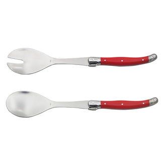 2pcs 10'' Red Salad Spoon set Laguiole Stainless steel Spoon Western Dinnerware Black ABS Handle Party Cake Dessert Tool Kitchen Alodia Store