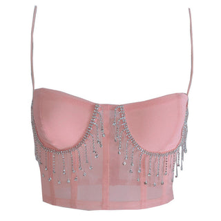 crystal tassels mesh bralette crop tops women push up croptop 2020 night out club party sexy beach wear chic ladies summer tops alodia store