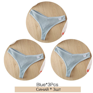 3Pcs/Set Women Cotton Thongs Panties Sexy Low Waist G-String Briefs Ladies lringerie. ALODIA STORE