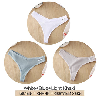3Pcs/Set Women Cotton Thongs Panties Sexy Low Waist G-String Briefs Ladies lringerie. ALODIA STORE