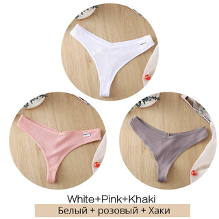 3Pcs/Set Women Cotton Thongs Panties Sexy Low Waist G-String Briefs Ladies lringerie. ALODIA STORE