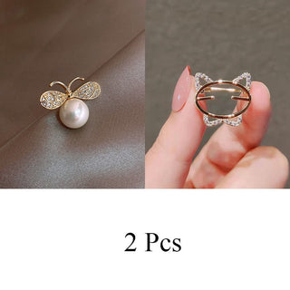 Fashion Brooch Set Flower Bow Brooches for Women Metal Anti-glare Lapel Pin Fixed Clothes Pins Sweater Coat Clothing Accessories alodia store
