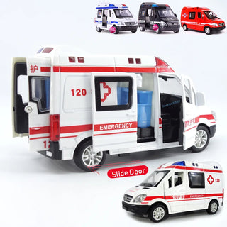 Hospital Rescue Ambulance Emergency Police Alloy Metal Diecast Cars Model Sound Light Educational Kids Toys For Childr Alodia Store