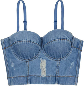 Sexy short Denim Halter crop top women vintage summer alodia store