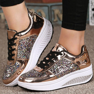 Women's Ladies Wedges Sneakers Sequins Shake Shoes alodia store