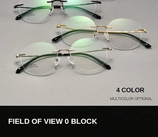 Titanium Alloy Rimless Glasses Frame Men Ultralight Round Eyeglasses Myopia Prescription Frames For Women Optical Eye Glass Alodia Store
