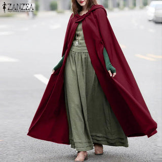 ZANZEA Women Poncho Winter Hooded Open Front Alodia Store