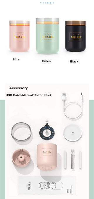 280ML Air Humidifier LED Candle Ultrasonic Cool Alodia Store