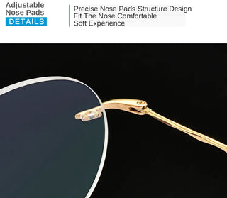 Titanium Alloy Rimless Glasses Frame Men Ultralight Round Eyeglasses Myopia Prescription Frames For Women Optical Eye Glass Alodia Store