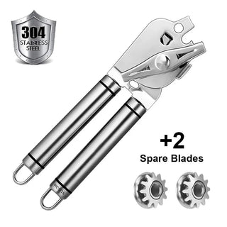 Can Opener Kitchen Accessories Gadget Sets Bottle Openers Stainless Steel Ergonomic Manual Kitchen Tools Free 2 Blades Alodia Store