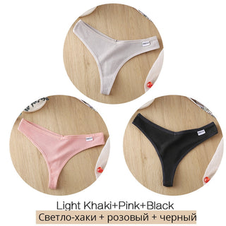 3Pcs/Set Women Cotton Thongs Panties Sexy Low Waist G-String Briefs Ladies lringerie. ALODIA STORE