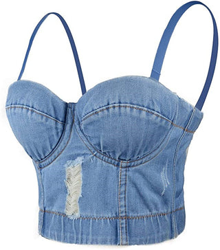 Sexy short Denim Halter crop top women vintage summer alodia store