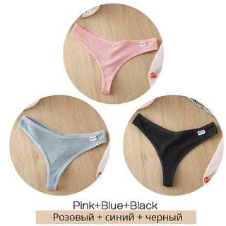 3Pcs/Set Women Cotton Thongs Panties Sexy Low Waist G-String Briefs Ladies lringerie. ALODIA STORE