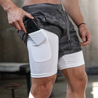 2023 Camo Running Shorts Men 2 In 1 Double-deck Quick Dry GYM Sport Shorts Fitness Jogging Workout Shorts Men Sports Short Pants Alodia Store