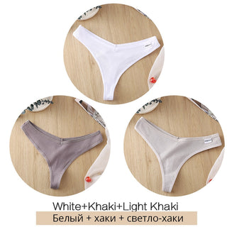 3Pcs/Set Women Cotton Thongs Panties Sexy Low Waist G-String Briefs Ladies lringerie. ALODIA STORE
