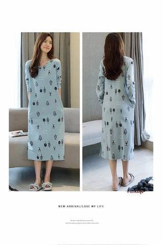 Fdfklak Plus size 100% cotton nightdress women spring autumn nightgowns female long sleeve sleep dress women's nightshirt M-3XL Alodia Store