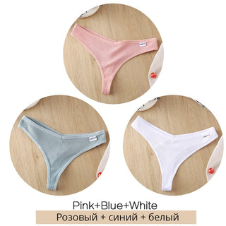 3Pcs/Set Women Cotton Thongs Panties Sexy Low Waist G-String Briefs Ladies lringerie. ALODIA STORE