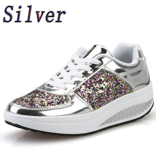 Women's Ladies Wedges Sneakers Sequins Shake Shoes alodia store