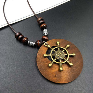 Vintage Ethnic Style Wooden Necklace Owl Leaves Beaded Pendant Choker Long Chain Sweater Dress Neck Jewelry Accessories Alodia Store