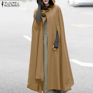 ZANZEA Women Poncho Winter Hooded Open Front Alodia Store