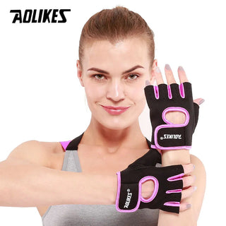 AOLIKES 1 Pair Men Women Gym Half Finger Sports Fitness Exercise Training Wrist Gloves Anti-slip Resistance Weightlifting Gloves Alodia Store