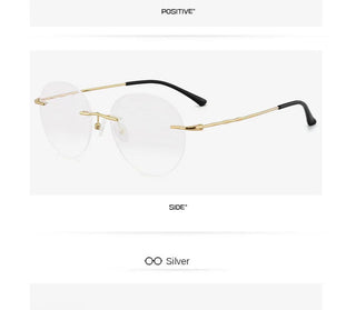 Titanium Alloy Rimless Glasses Frame Men Ultralight Round Eyeglasses Myopia Prescription Frames For Women Optical Eye Glass Alodia Store