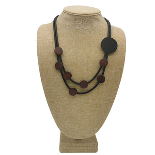 YD&YDBZ Multi Color Round Wooden Short Necklace For Women Punk Style Leather Rope Statement Necklaces Yellow Jewelry Accessories Alodia Store