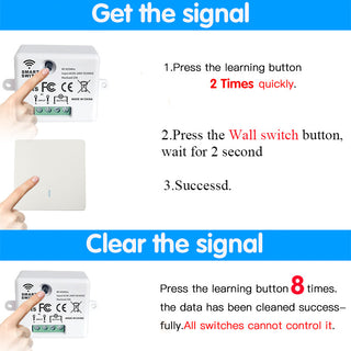 Wireless Smart Switch Light 433Mhz RF 86 Wall Panel Switch with Remote Control Mini Relay Receiver 220V Home Led Light Lamp Fan alodia store