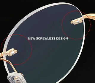 Titanium Alloy Rimless Glasses Frame Men Ultralight Round Eyeglasses Myopia Prescription Frames For Women Optical Eye Glass Alodia Store
