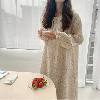 Ruffles Sleep Dress Women Long Sleeve  SLEAPWEAR Alodia Store