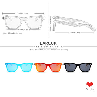 BARCUR Luxury Vintage Sun Shade Men Wooden Sunglasses UV400 Protection Fashion Square Sun Glasses Women ALODIA STORE