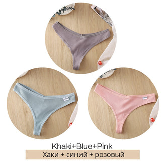 3Pcs/Set Women Cotton Thongs Panties Sexy Low Waist G-String Briefs Ladies lringerie. ALODIA STORE