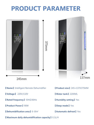 2.2L Intelligent Remote Dehumidifier Air Dryer Purifier Humidity-control Defrost Automatic Shut-down Moisture Absorption machine ALODIA STORE
