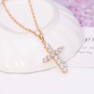 MxGxFam Full Zircon Cross Pendant Jewelry Alodia Store