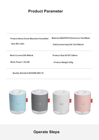 White Snow Mountain Humidifier 500ML Ultrasonic USB Aroma Air Diffuser Soothing Light Aromatherapy Humidificador Home Difusor ALODIA STORE