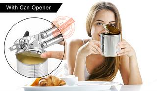 Can Opener Kitchen Accessories Gadget Sets Bottle Openers Stainless Steel Ergonomic Manual Kitchen Tools Free 2 Blades Alodia Store