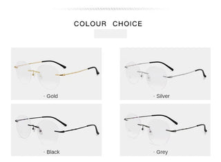 Titanium Alloy Rimless Glasses Frame Men Ultralight Round Eyeglasses Myopia Prescription Frames For Women Optical Eye Glass Alodia Store