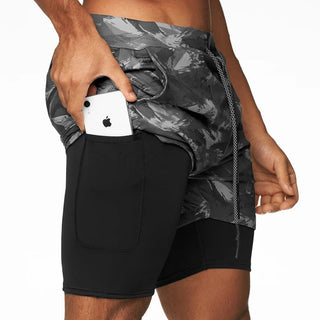 2023 Camo Running Shorts Men 2 In 1 Double-deck Quick Dry GYM Sport Shorts Fitness Jogging Workout Shorts Men Sports Short Pants Alodia Store