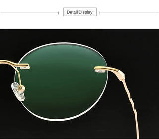 Titanium Alloy Rimless Glasses Frame Men Ultralight Round Eyeglasses Myopia Prescription Frames For Women Optical Eye Glass Alodia Store