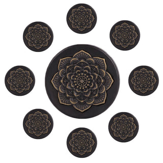 New Style 2PCS Black Natural Wood Mandala Flower Ear Plugs Tunnels Ear Expanders Earring Gauges Piercing Plug Ears Body Jewelry Alodia Store