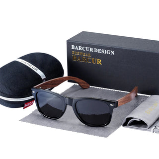 BARCUR High Quality Black women&Male UV400 Wooden Sunglass Shades ALODIA STORE