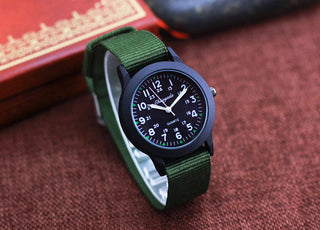 Chaoyada Children Boys Girls 24hours Canvas Luminous Pointer Quartz Wristwatches Kids Students Military Waterproof Watches Alodia Store