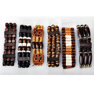 Mix Lot 5Pcs/lot Natural Wood Beads Charm Bracelets Fashion Jewelry Mix Style Wooden Adjustable Bracelet Cuff Bangle Wholesale Alodia Store