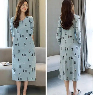 Fdfklak Plus size 100% cotton nightdress women spring autumn nightgowns female long sleeve sleep dress women's nightshirt M-3XL Alodia Store