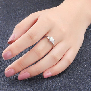 Classic Eternal Heart Rings Silver Color Blue Pink White Alodia Store