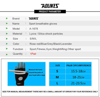 AOLIKES 1 Pair Men Women Gym Half Finger Sports Fitness Exercise Training Wrist Gloves Anti-slip Resistance Weightlifting Gloves Alodia Store