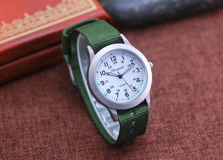 Chaoyada Children Boys Girls 24hours Canvas Luminous Pointer Quartz Wristwatches Kids Students Military Waterproof Watches Alodia Store